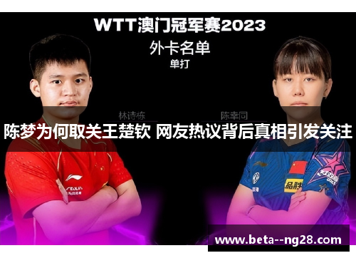 陈梦为何取关王楚钦 网友热议背后真相引发关注
